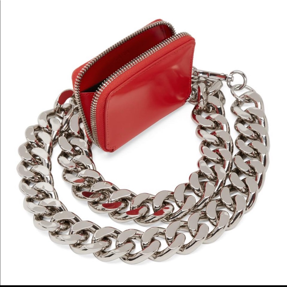 Kara biker Wallet in Red with Silver Hardware
